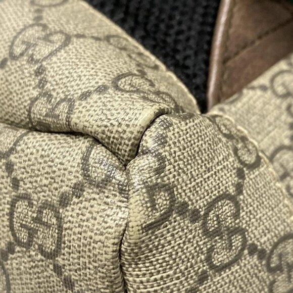 Auth GUCCI GG Supreme 473869 Beige Ebony Dark Brown PVC Leather Backpack - Picture 3 of 16